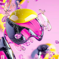 Vibrant Abstract with Glossy Yellow and Pink Spheres
