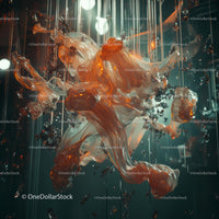Abstract Flowing Liquid with Orange Highlights