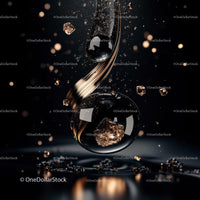 Glowing Gold and Black Abstract Art with Dynamic Spheres