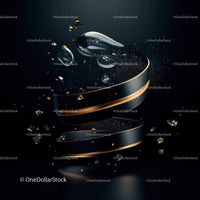 Abstract Floating Elements with Gold and Glass Accents
