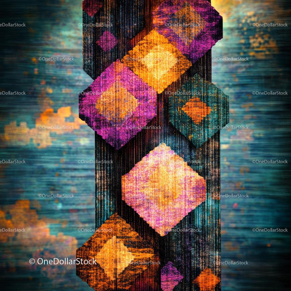 Vibrant Geometric Tapestry with Hexagonal Patterns