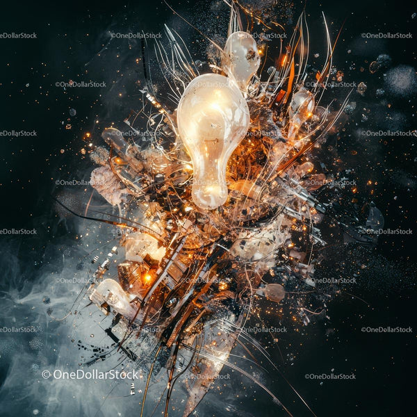 Abstract Light Bulb Explosion with Dynamic Sparks