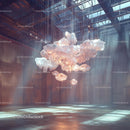 Glowing Cloud Sculpture in Industrial Interior