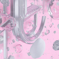Futuristic Abstract with Flowing Silver and Pink Elements