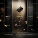 Floating Gold Nuggets in Modern Abstract Setting