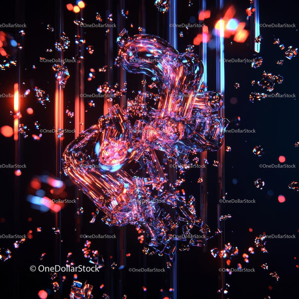 Vibrant Neon Glass Sculpture with Digital Glow