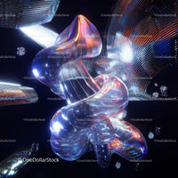 Futuristic Abstract Iridescent Design with Glowing Elements
