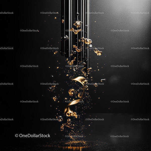Abstract Liquid Gold on Black Background