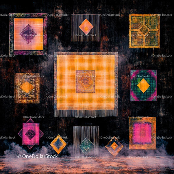 Colorful Geometric Patterns in Abstract Modern Tapestry