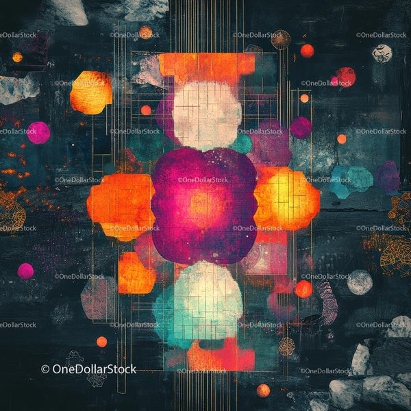 Vibrant Geometric Abstract Art with Bold, Colorful Shapes