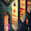 Colorful Geometric Crystal Art with Textured Background