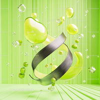 Vibrant Abstract Design with Metallic Spiral and Lime Tones