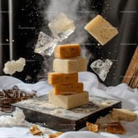 Artistic Sugar Cube Tower with Floating Crystals
