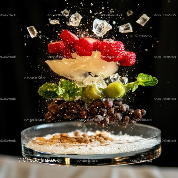 Frozen Fruit and Yogurt Explosion with Ice Cubes