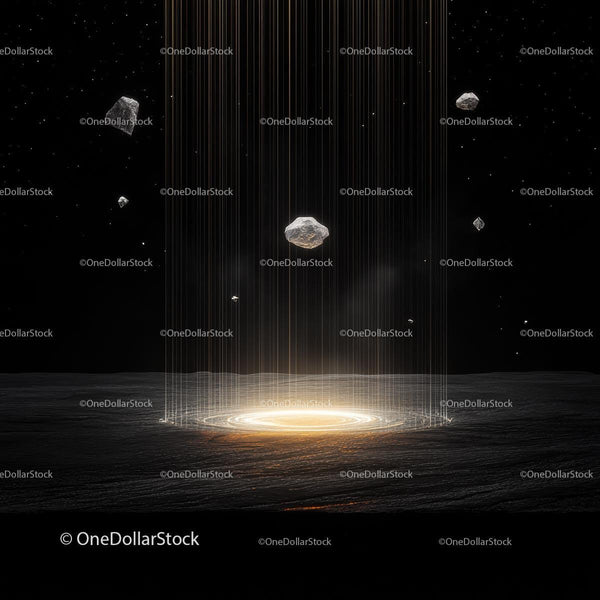 Mysterious Cosmic Landscape with Floating Rocks