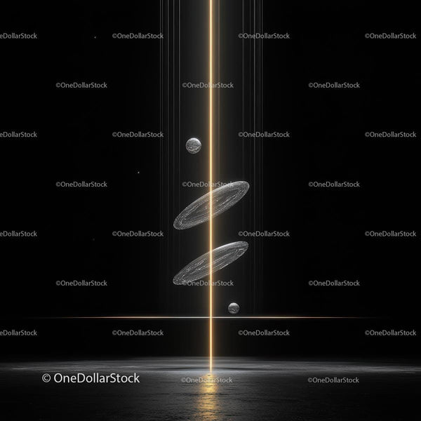 Futuristic Abstract with Glowing Light Beam and Planets