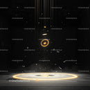 Abstract Glowing Rings in a Dark Futuristic Setting