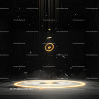 Abstract Glowing Rings in a Dark Futuristic Setting