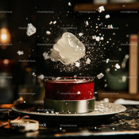 Icy Splash Above Red Refreshing Beverage
