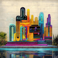 Vibrant Abstract Mural with Geometric Design