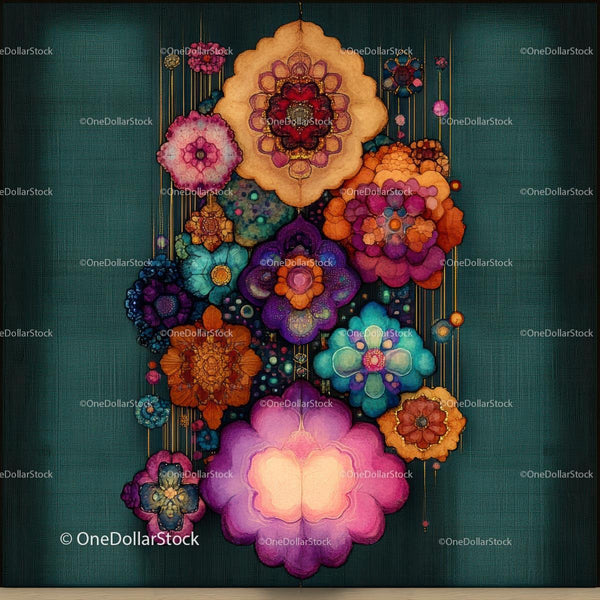 Vibrant Abstract Floral Art with Watercolor Effect