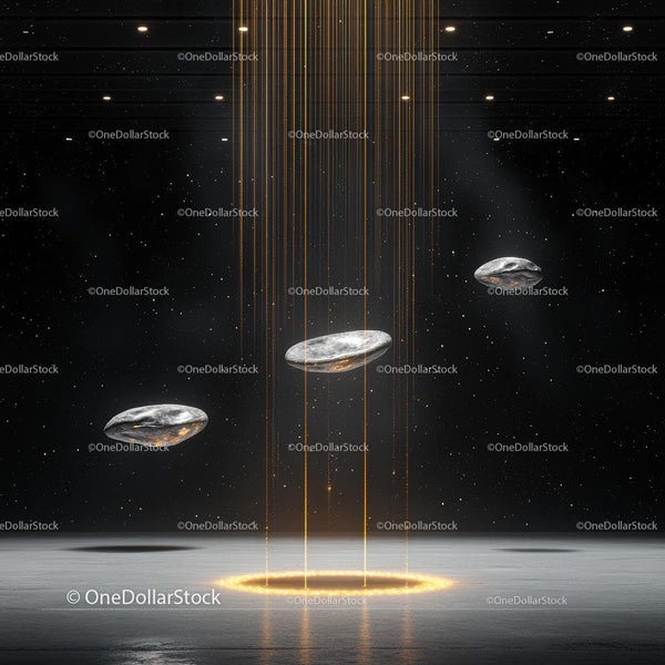 UFOs Hovering with Glowing Lights in a Starry Sky