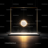 Futuristic Golden Orb in Minimalist Installation
