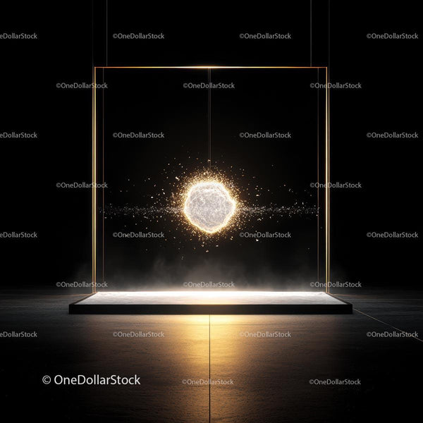 Futuristic Golden Orb in Minimalist Installation