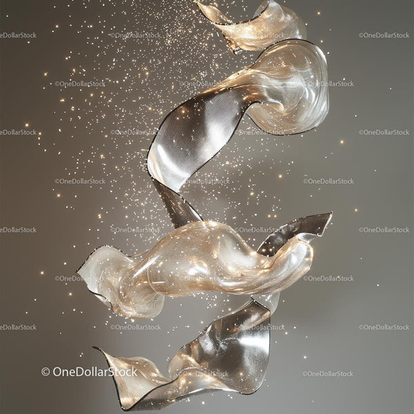 Abstract Metallic Ribbon with Sparkling Highlights