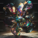 Dynamic Abstract Sculpture with Vibrant Iridescent Colors