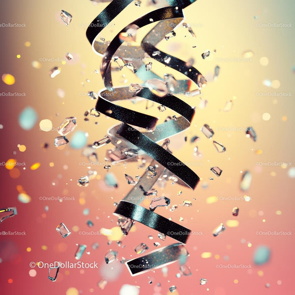 Vibrant Metallic Ribbon with Sparkling Confetti