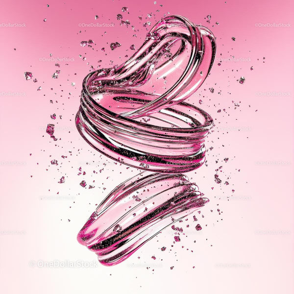 Dynamic Pink Glass Spiral with Floating Fragments