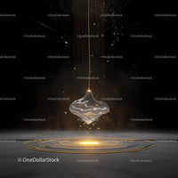 Futuristic Levitating Object with Glowing Golden Light
