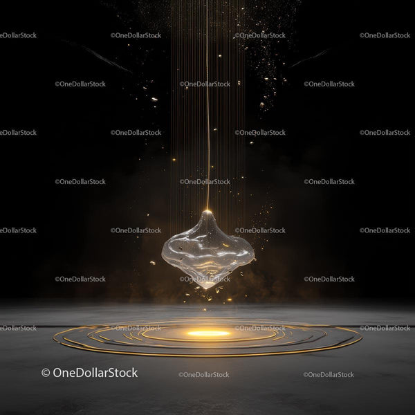 Futuristic Levitating Object with Glowing Golden Light