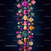 Vibrant Abstract Design with Geometric Gemstones