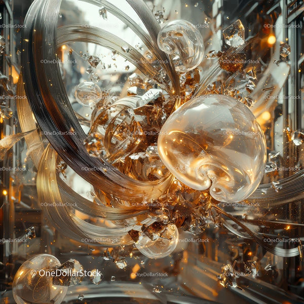 Futuristic Abstract Sculpture with Glass and Metallic Elements
