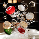 Dynamic Splash of Colorful Spheres in Liquid