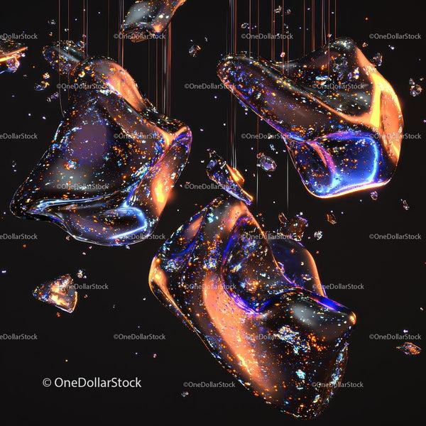 Futuristic Abstract Shapes in Glowing Orange and Blue