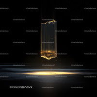 Mystic Golden Light with Glowing Particles in Dark Space