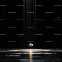 Golden Reflection in Space with Celestial Body