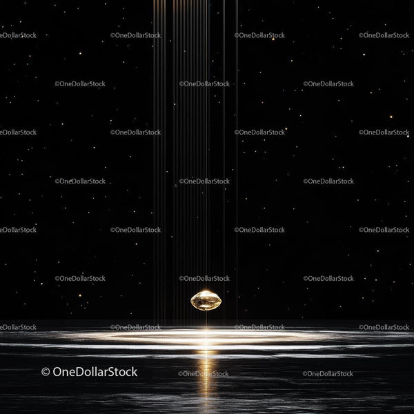 Golden Reflection in Space with Celestial Body