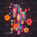 Colorful Abstract Geometric Shapes on Dark Background