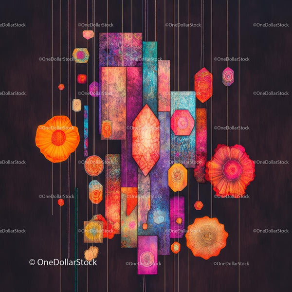 Colorful Abstract Geometric Shapes on Dark Background