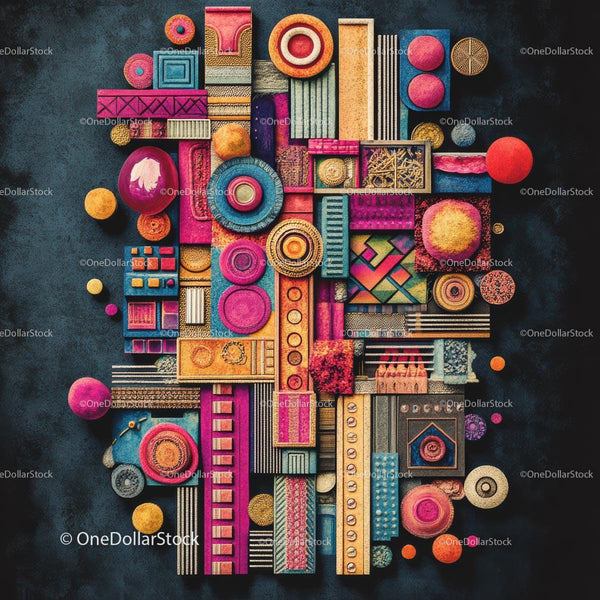 Colorful Geometric Abstract Art with Vibrant Patterns