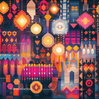 Vibrant Geometric Pattern with Ethnic Motifs