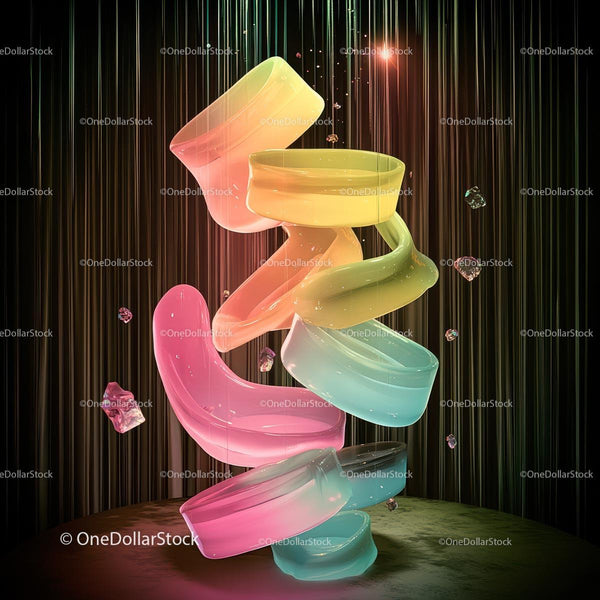Vibrant Abstract Glass Art with Dynamic Curves