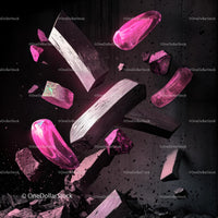 Floating Pink Crystals and Geometric Blocks in Abstract Design