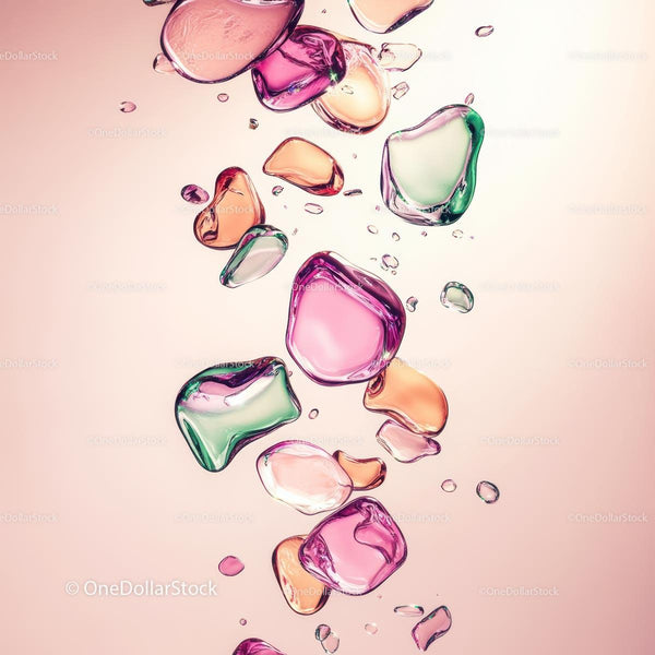 Vibrant Glass Pebbles in Abstract Artistic Arrangement