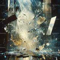 Shattered Glass Explosion with Light Rays