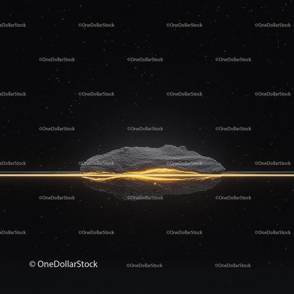 Futuristic Abstract Landscape with Glowing Line and Stars